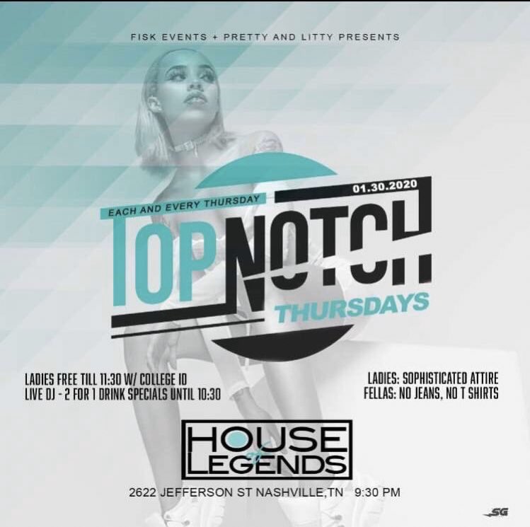 TheRealFiskU's tweet photo. TONIGHT‼️Top Notch Thursdays🔥LADIES FREE Til 11:30 W/ College ID😅DRINK Specials Til 10:30🥃3MINS FROM CAMPUS💨AGAIN LADIES FREE Til 11:30 W/ College ID🤝#Tsu23 #Tsu22 #Tsu21 #Tsu20 #Fisk23 #Fisk22 #Fisk21 #Fisk20 https://t.co/KYrGaGqyUz