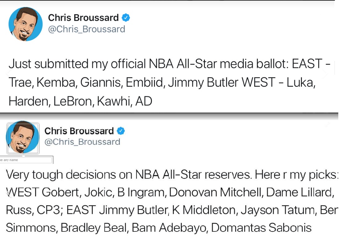 DerozanFan10's tweet photo. @JLew1050 As expected, this #clown thinks no one from the @Raptors deserve an All-Star spot and yet picks the overrated Simmons and another player from a losing team (Beal) @Chris_Broussard #KeepOnHatin https://t.co/7ye6mc435P