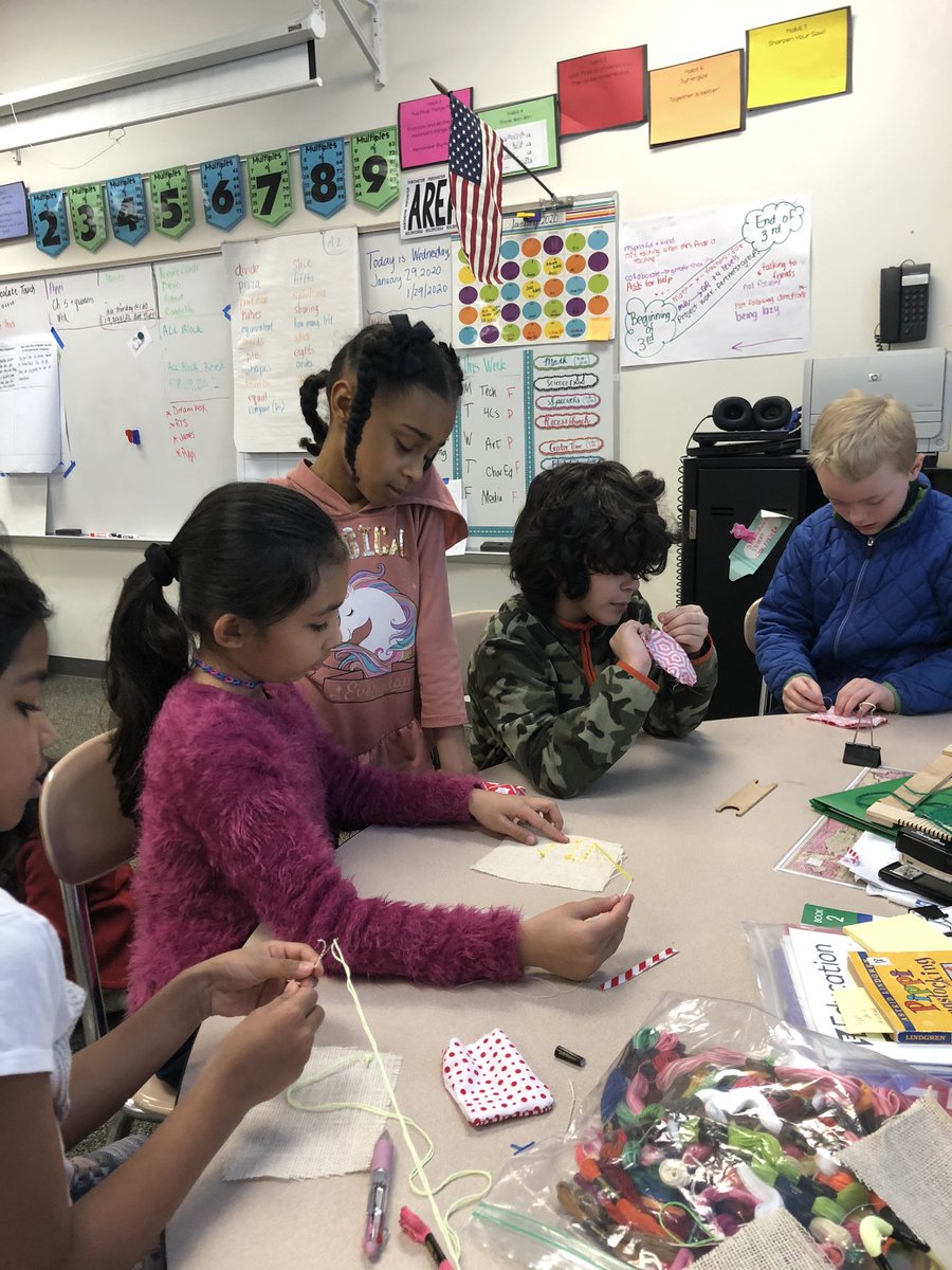 jprideNC's tweet photo. We are learning some skills that children 200 years ago had. Sewing, weaving, embroidery. Oh and pick up sticks!!#arespride https://t.co/8hCG8lxnBZ