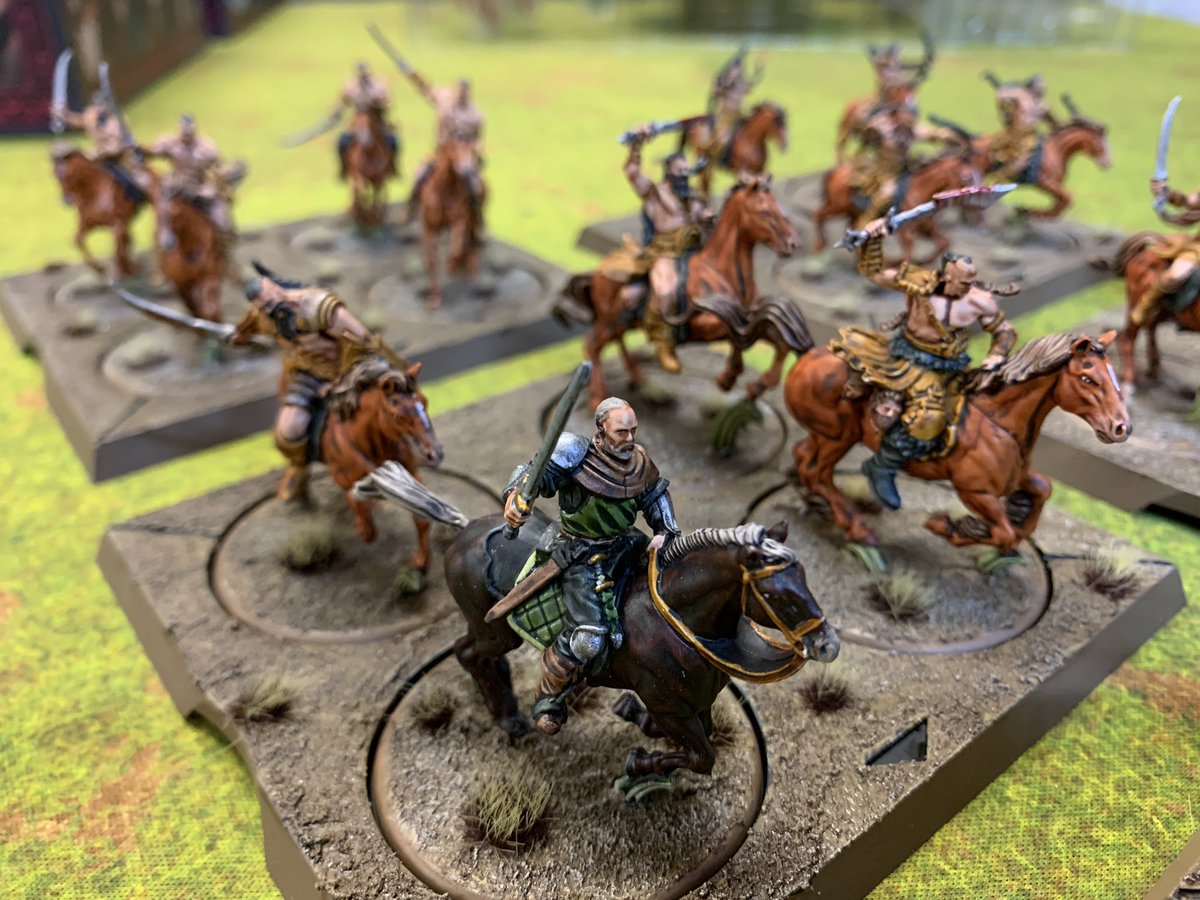 AsgardWargames's tweet photo. My #HobbyThursday saw me finishing my #Dothraki horde for #ASOIAF by @CMONGames! Total paint time was about 7 hours thanks to Citadel Contrast! Even got a couple of games in, those #NightsWatch are tricky! #contrastlife #warmongers #GameofThrones https://t.co/yGkF59sWyN