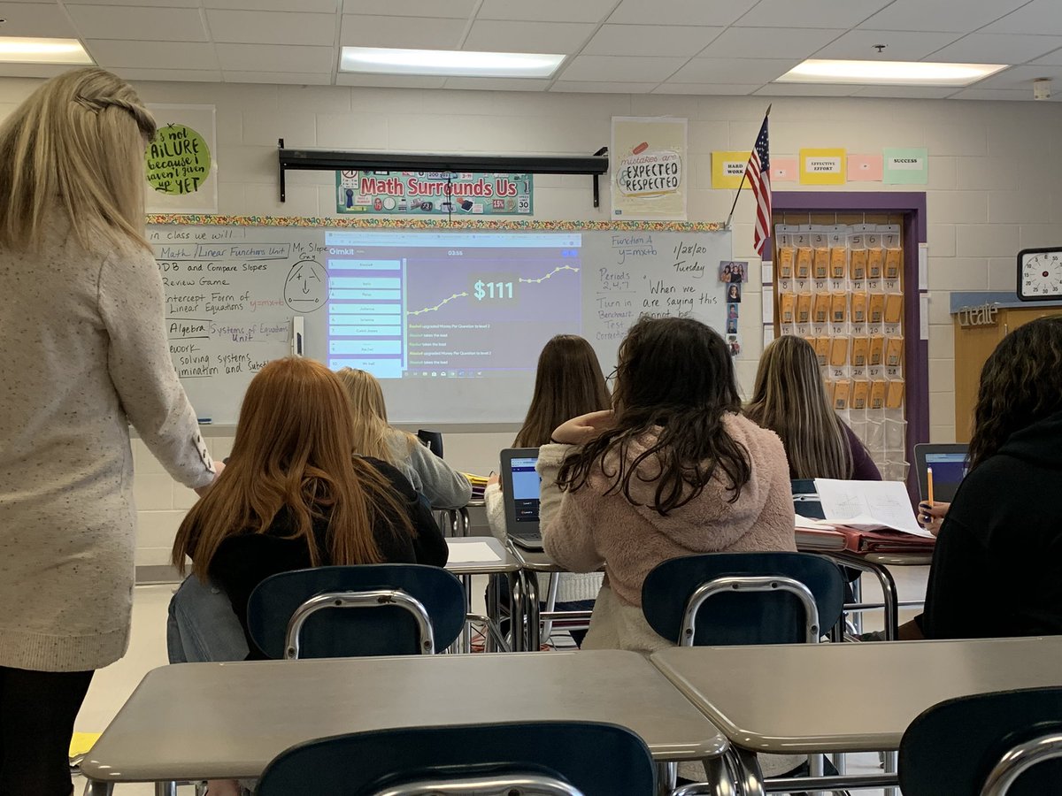 HallsHomework's tweet photo. From Tuesday, Mrs Michalekโs class using our new fav tool @gimkit for 8th grade math! https://t.co/la5MX5DoG0