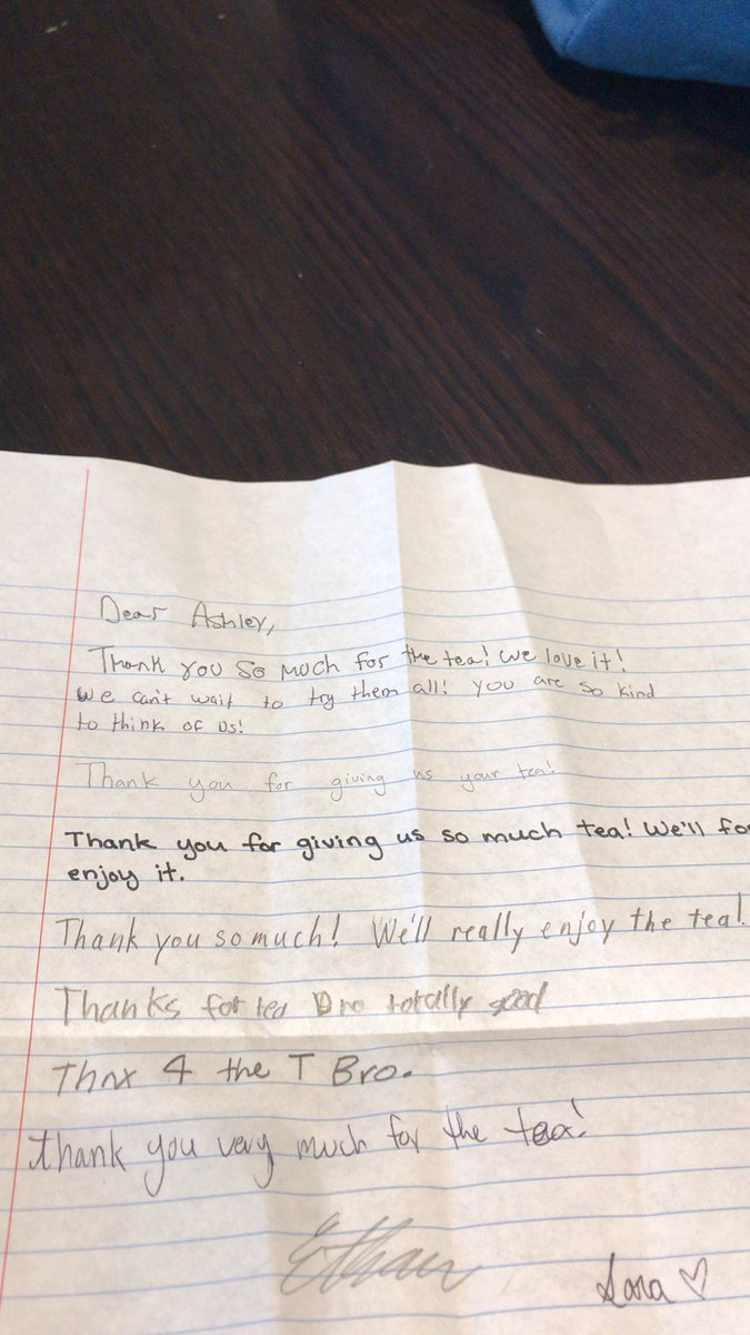 I donated some tea that was just sitting in my cabinet to a group of 8th graders setting up a tea station for their grade. They’re so sweet to give me a thank you letter the same day I donated it. ❤️