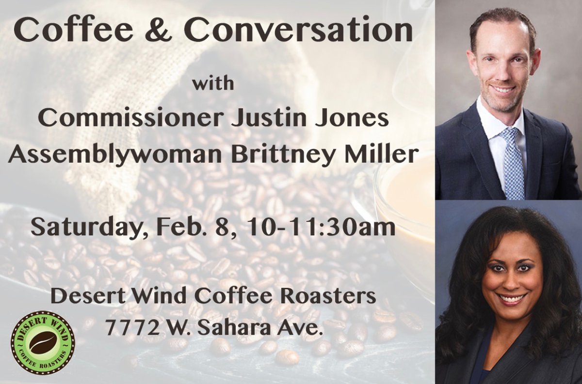 Assemblywoman Brittney Miller (@brittmiller4ad5) on Twitter photo Please join Commissioner <a href="/JustinJonesNV/">Justin Jones (Archived)</a> and me for ‘Coffee and Conversation’ Saturday, February 8 from 10:00-11:30 am. We really want to hear from you. Please join Commissioner <a href="/JustinJonesNV/">Justin Jones (Archived)</a> and me for ‘Coffee and Conversation’ Saturday, February 8 from 10:00-11:30 am. We really want to hear from you.