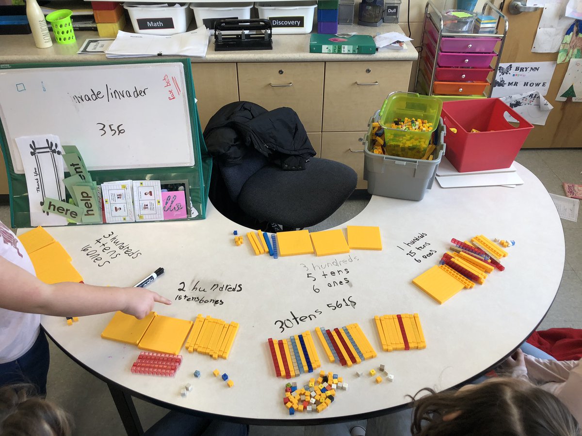 Meaghanelizu's tweet photo. When Ms. Upton let’s you write on @MrsMmeHowe’s table 🤷🏼‍♀️ #guidedmath #grade3 https://t.co/9HFLTJwWPN