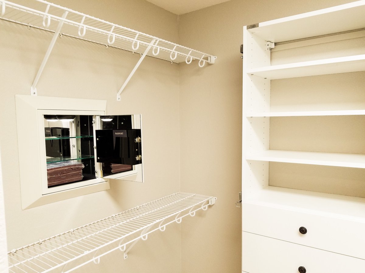 digitalsafes's tweet photo. Our Gold Wall Safe has a mirror interior and the almond model looks great in this cream and white closet remodel #closetsafe #homeimprovement #wallsafe #homesecurity https://t.co/9DtTcKMM1S