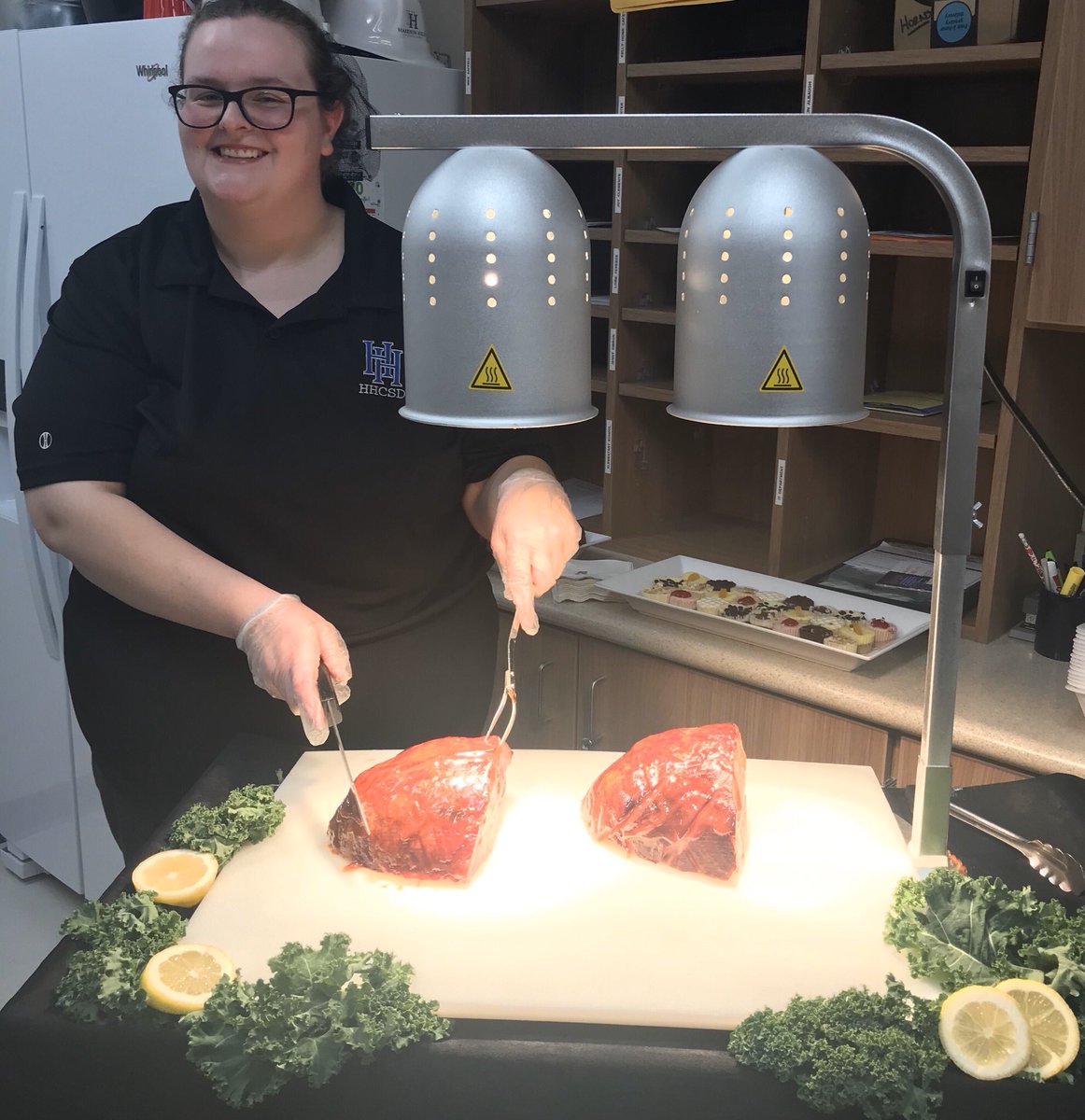 OhlerTng's tweet photo. FSD Kelly Howes is rocking the carving station at her catered event at Harrison Hills City School District! #TNGfoodfun https://t.co/LbvKlV6WuB