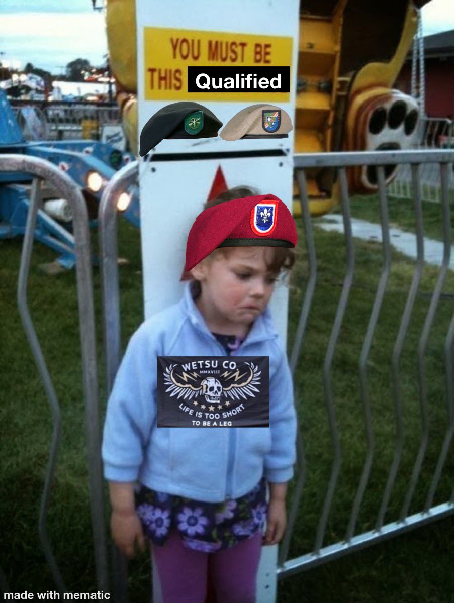 anotherSFmeme's tweet photo. Ya hate to see it.... sorry lil guy. #sof #usasoc #arsof #sf #dol #rltw #battbois @18_disaster @TAFKA_18x @hoodsandbrigs https://t.co/9pWOhNbV8y