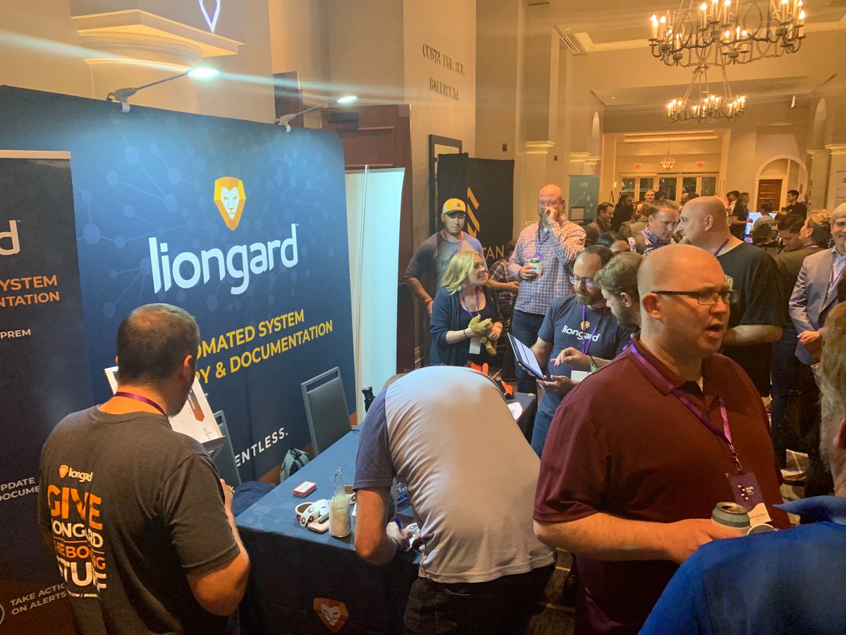 LiongardHQ's tweet photo. Second day is in the books here at #PerchyCon and our team had a great time meeting everyone! If you haven't yet, stop by our booth tomorrow to learn how you can get Unified Visibility into all the systems you are supporting. #MakeITRoar https://t.co/iNkFMhgqAu