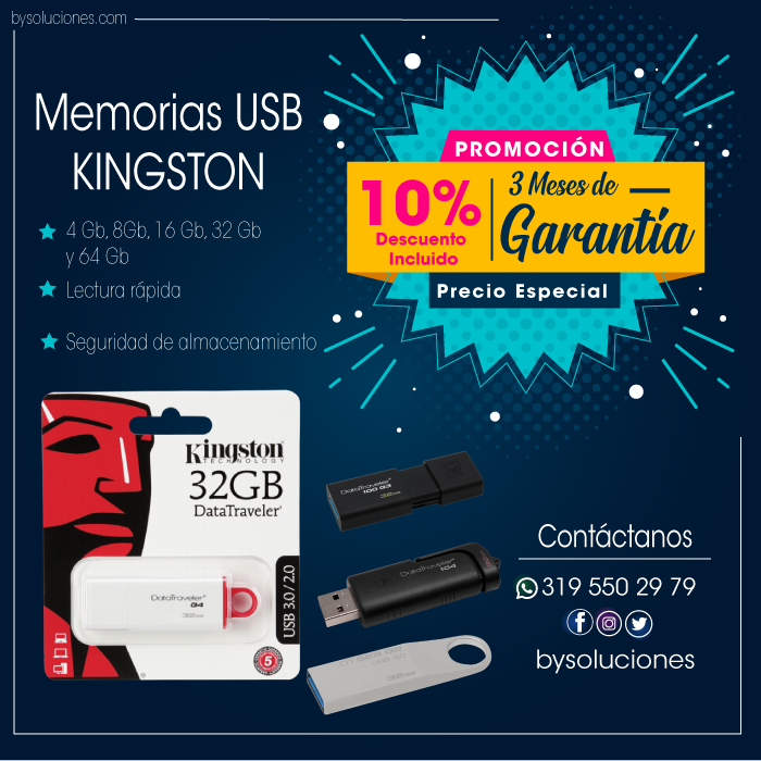 bysoluciones's tweet photo. #31Ene #Medellin ¡OFERTA! Resguarda toda la información con confianza en las Memorias Kingston. Tenemos de 4, 8, 16, 32 y 64 GB. PRECIO DE PROMOCIÓN… https://t.co/owWI2f82tV  o Escríbenos al #Whatsapp y disfruta de descuentos especiales https://t.co/SJyz8fEMek