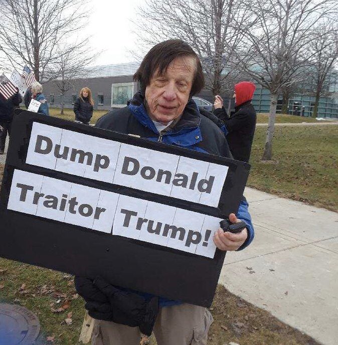 MIfighting9's tweet photo. Resisters showing up in force in Warren, protesting Trump’s presence. NO H8 IN OUR STATE! 🌊🌊🌊2020 #fighting9 #mifighting9 https://t.co/3H7kVgZIXW