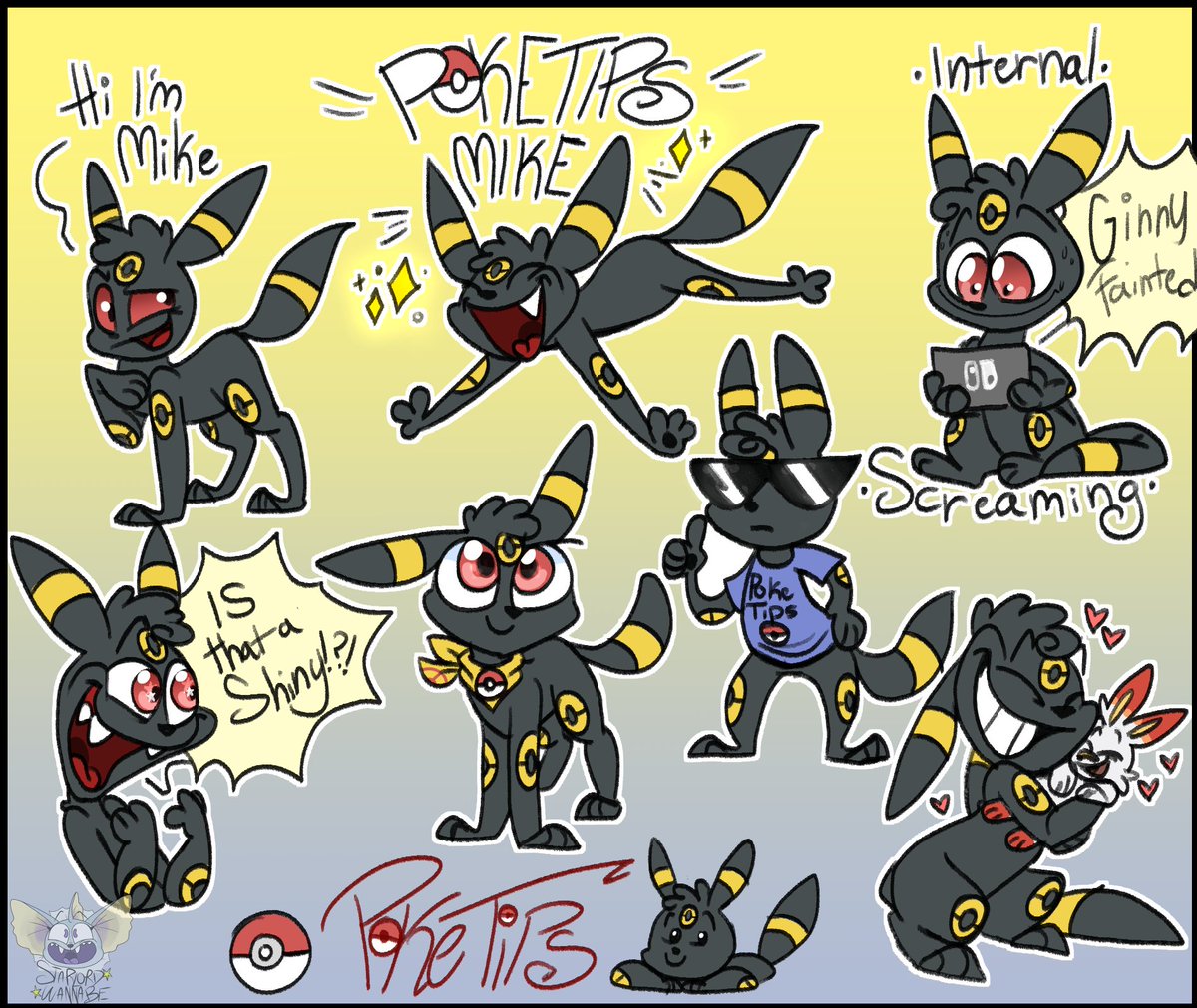 Purgatorypirate's tweet photo. "Hi, I'm Mike. POKETIPS MIKE!" 
A tribute to my favorite pokemon youtuber! @PokeTipsMike ! Since Umbreon is his favorite Eeveelution and yall know I'm an Eevee Fanatic I decided to draw him as his favorite Eeveelution. 
#Poketips #Poketipsmike #Pokemon #umbreon #Eeveelution #pkmn https://t.co/KRfjKhhYAT
