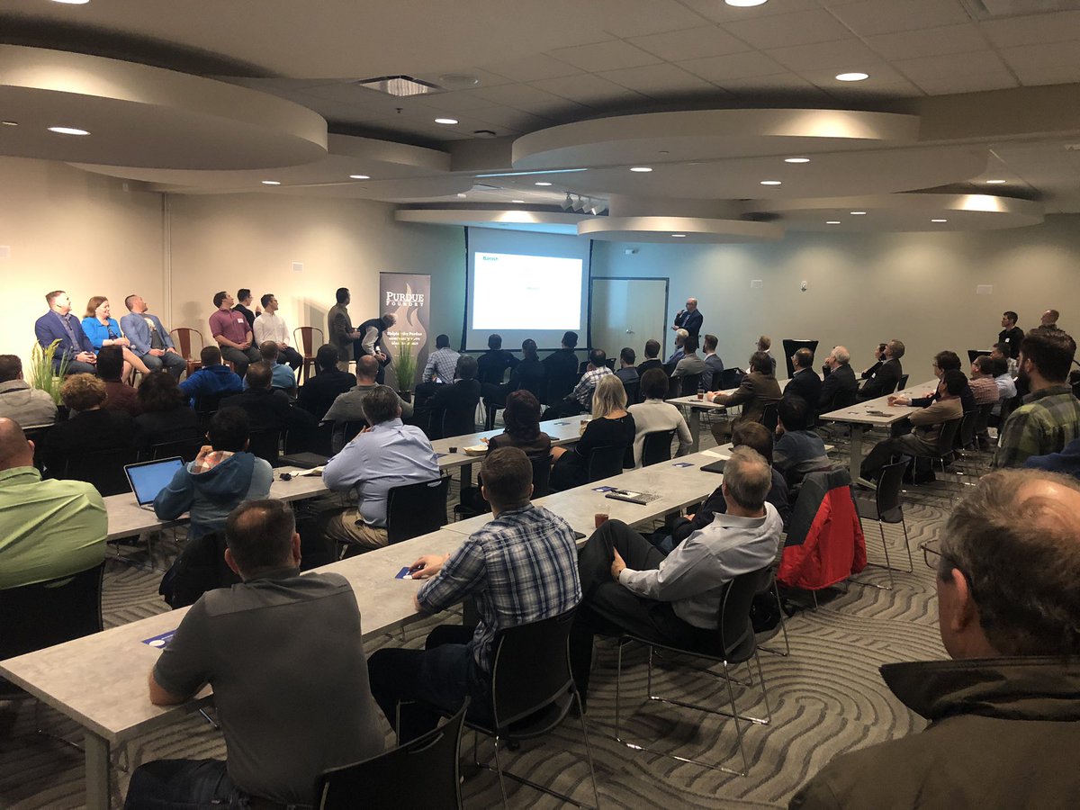 Businessmaker's tweet photo. Excited to host the new “agora” (chapter) for the Defense Entrepreneurs Forum (DEF) West Lafayette here in the Purdue Research Park for “Drink &amp; Think.”  Fantastic turnout, great discussion. https://t.co/anE40ozmh1