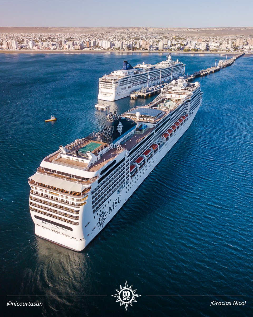 MSCCrucerosArg's tweet photo. ¡Llegamos a Puerto Madryn!💙 Nos emociona compartir con ustedes que por primera vez #MSCCruceros en su vuelta al mundo desembarcó en las hermosas aguas de las costas patagónicas de Argentina. ¡Gracias, Nico, por esta increíble foto!
📸: https://t.co/IzqHnnVcSN https://t.co/xElzpdcbUj