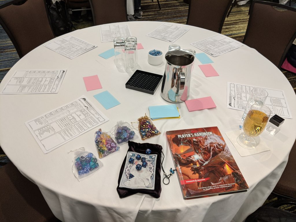 ONLibraryAssoc's tweet photo. But a great game of D&amp;D is happening right now. All are welcome 😊 #OLASC https://t.co/ENKi77pC3N