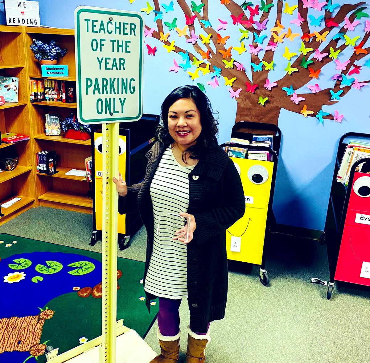 ClarenePH's tweet photo. Congrats to Abby for her Teacher of the Year recognition! 🎉 She is a dedicated, passionate, and smart teacher & master’s student in my #READ5443 course. #AISD #TWU #PioneerProud @TWUreadingdept https://t.co/74vMeHPDHX