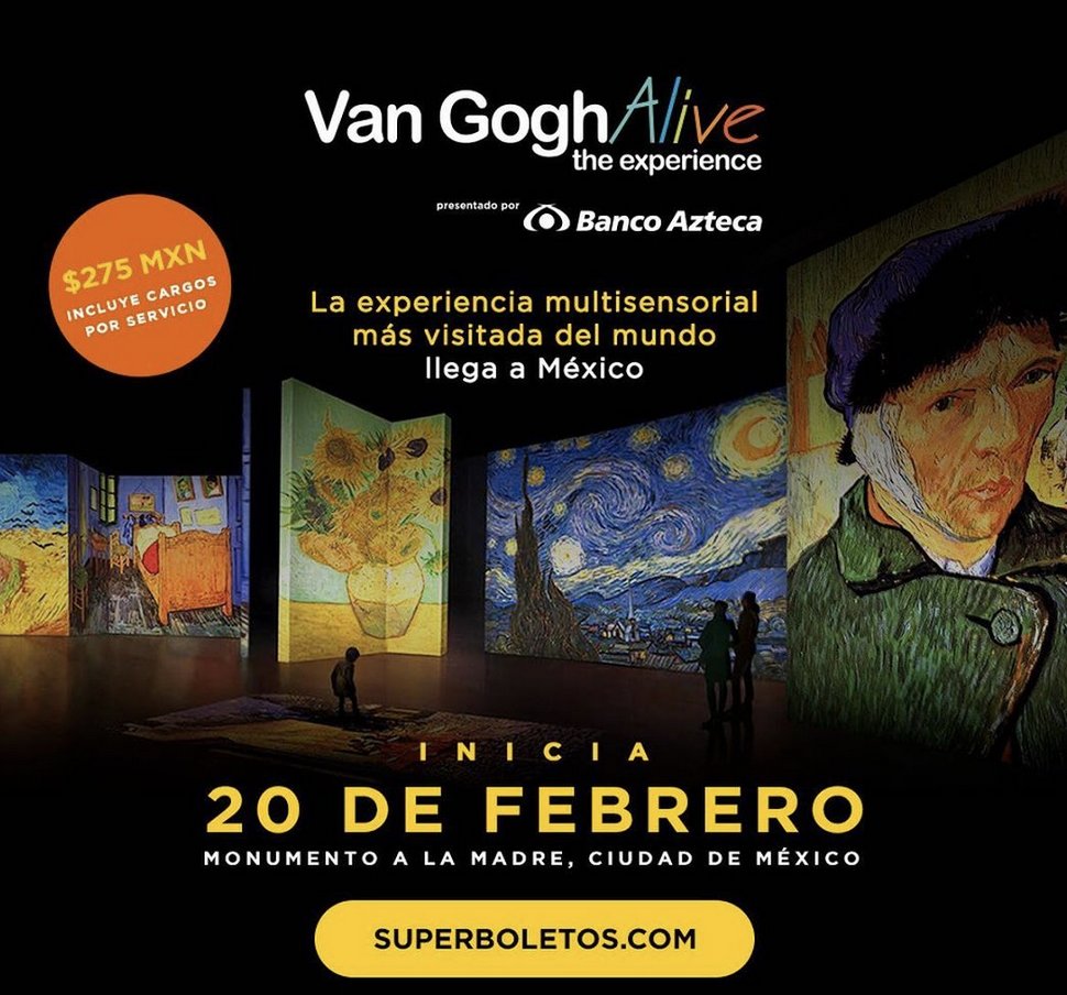 amigostrota's tweet photo. ¿Ya estás listo para ver a #VanGogh en su máxima expresión? Van Gogh Alive The Experience llega a la #CDMX este 20 de febrero en el Monumento a la Madre. Una experiencia multisensorial que no puedes perderte @VanGoghAliveMx https://t.co/wVGNrmIxwN