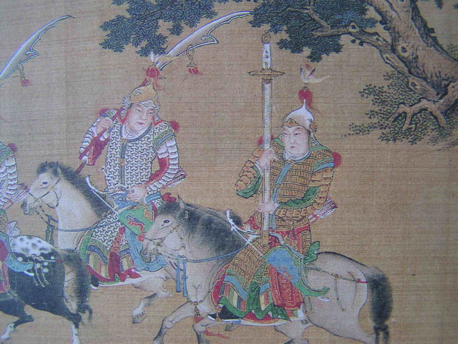 ...alright, since you asked: the guy on the left here is wearing Chinese mountain scale, or scale pattern armor. It start appearing in art in the Tang dynasty and hasn't really stopped, and yet we have LITERALLY ZERO archaeological evidence, or texts detailing how it was made