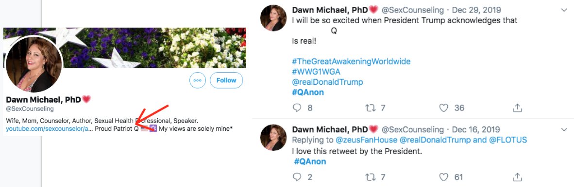 A few hours ago, Trump retweeted a QAnon account who mentions her support of it in her profile, & he also retweeted DeAnna Lorraine Tesoriero, one of the 23 current or former known 2020 congressional candidates who have embraced QAnon.  https://www.mediamatters.org/qanon-conspiracy-theory/here-are-qanon-supporters-running-congress-2020