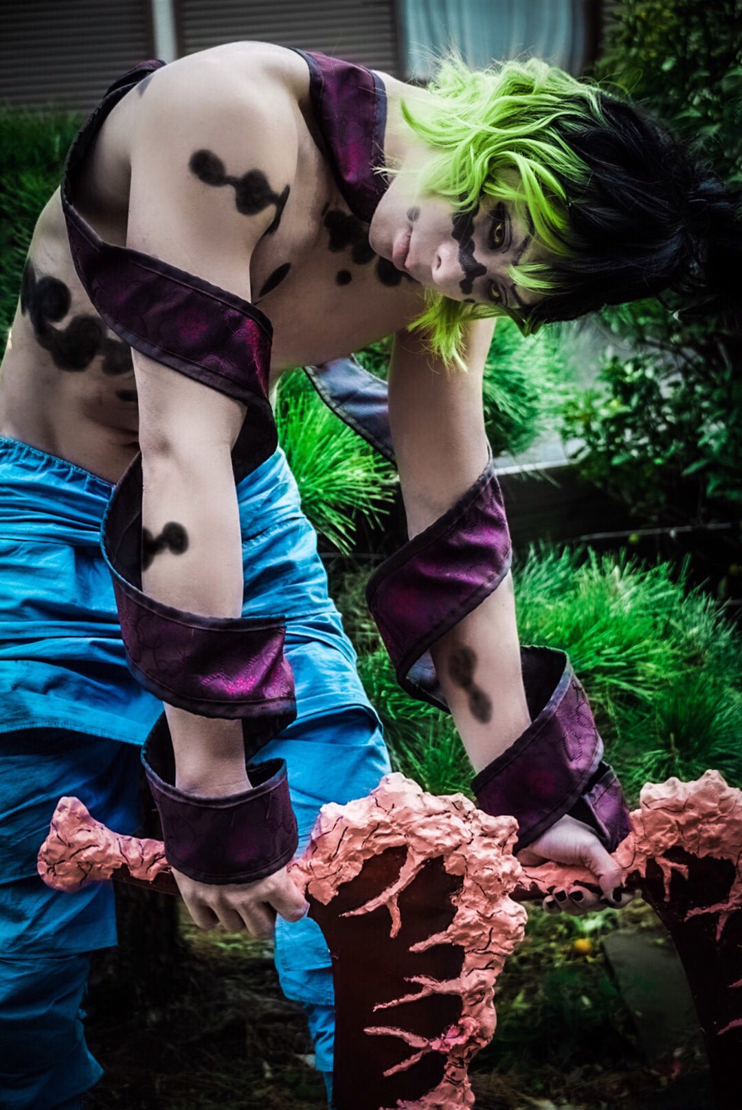 鬼滅の刃 妓夫太郎 コスプレ セット 鎌 ウィッグ 帯 ぎゅうたろう 鬼滅の刃 鬼滅の刃 妓夫太郎 コスプレ セット 鎌