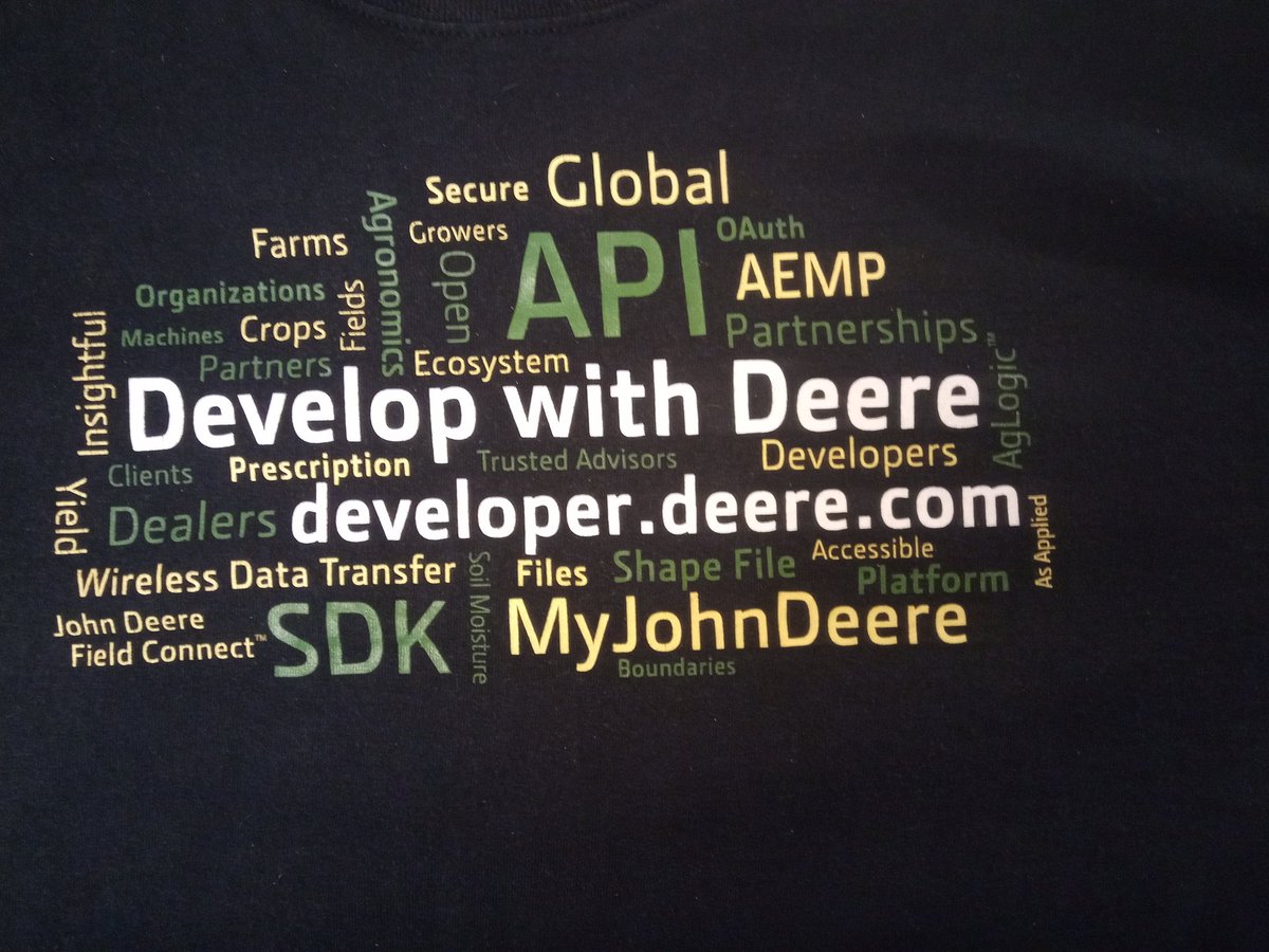 pts_ag's tweet photo. Well done Pete and Danny and all the @JohnDeere API team. Another awesome #DevelopWithDeere all wrapped up 👏👏👏 https://t.co/NcTGJ6vEda