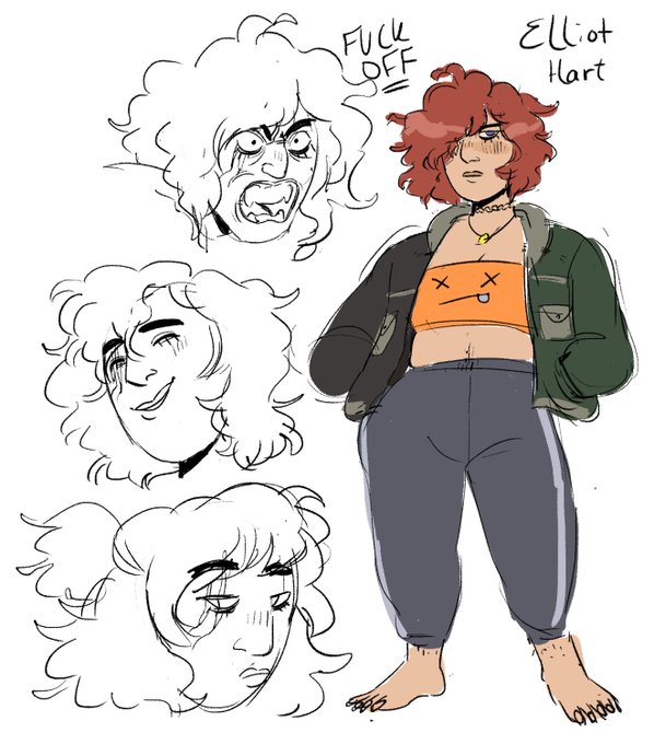 my new oc elliot! she's a v bi werewolf n looks a lot angrier than she rly is n ive decided she's got a thing for Sylvia, @spongesin's vampire oc. n its all v gay 