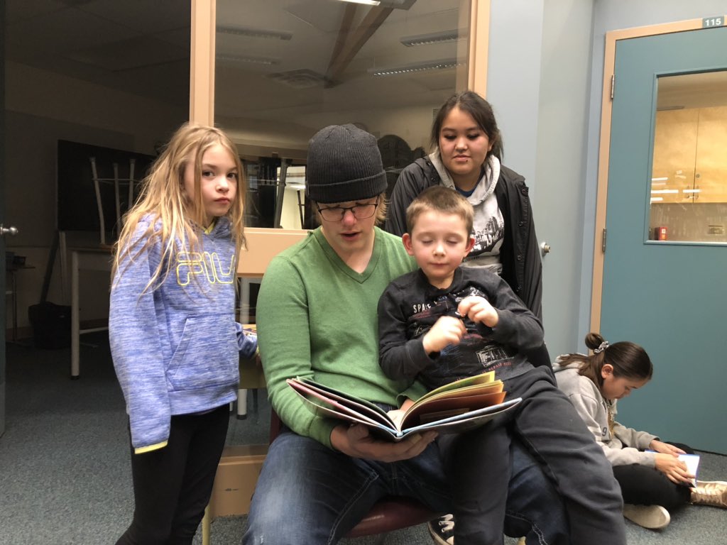 eh_caitlin's tweet image. Celebrating Family Literacy week. So much is possible in our rural, multi grade schools! Students from grades K-10 reading together is just some of the daily magic in our school that makes it so special #rural #multigrade #sd27learns
