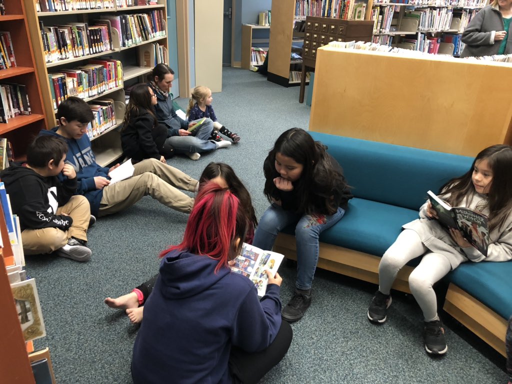 eh_caitlin's tweet image. Celebrating Family Literacy week. So much is possible in our rural, multi grade schools! Students from grades K-10 reading together is just some of the daily magic in our school that makes it so special #rural #multigrade #sd27learns