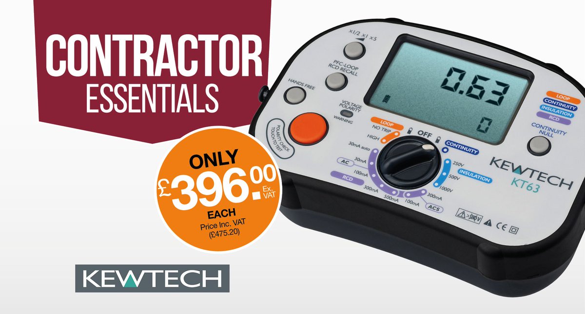 YESSSElectrical's tweet photo. The @kewtechcorp KT63 Digital 5-in-1 Multifunction Tester has big features such as Auto RCD, continuous live monitoring so no fuse blowing, fast loop circuits, IP54 rated. #ContractorEssentials at YESSS
https://t.co/lhqnw9KPb3 https://t.co/62roLRUxYU