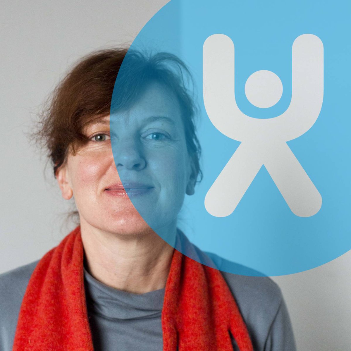 Photograph of Erika Hall with the UX Podcast logo super-imposed to the upper-right.