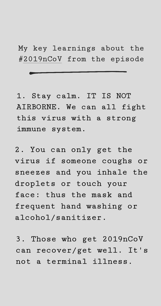 iamsuperbianca's tweet photo. Sharing a few key learnings from our amazing guest, health expert Dr. Susan Mercado. Pag mas naiintindihan natin, mababawasan ang panic. #2019nCoV @_MagandangBuhay https://t.co/9MWRABhIkL