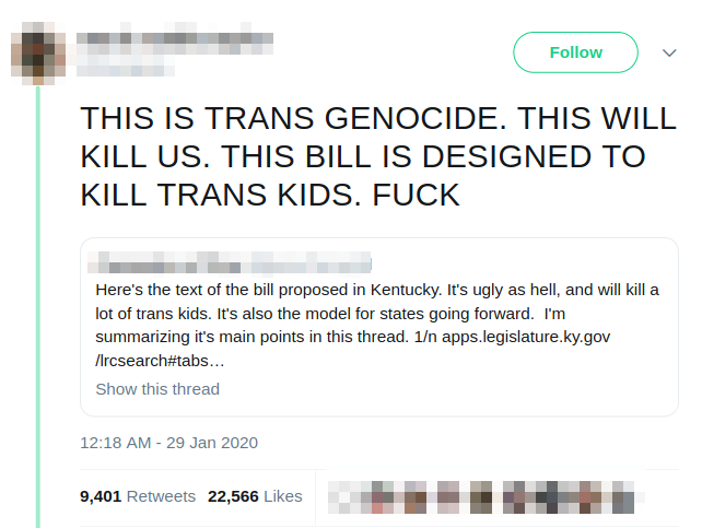 Trans people in trouble need each other's support, not vicarious grief.Trans kids suffering need queer people who will love them unconditionally everywhere their government hates them, not queer strangers & ESPECIALLY not cis allies who *expect them to die*.Ex. for HB1057: