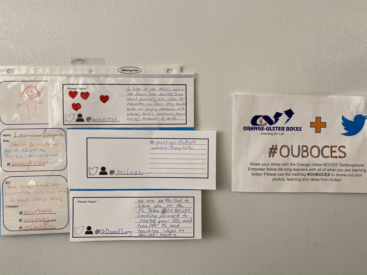 DrDianeELang's tweet photo. @OUBOCES We are exploring ways to improve education and learning through Twitter and social media. Today we experimented with a method called “Paper Twitter Profiles” & an array of teaching scenarios. #VITALCollaboration https://t.co/GZZiQOrbdl
