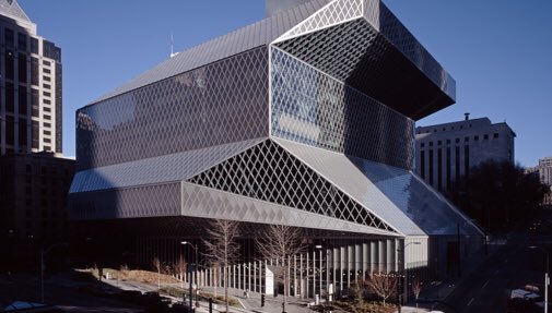 Seattle Central public library exterior shot