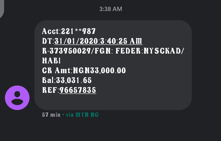 Alert and proof that NYSC allowance increased to 33,000 