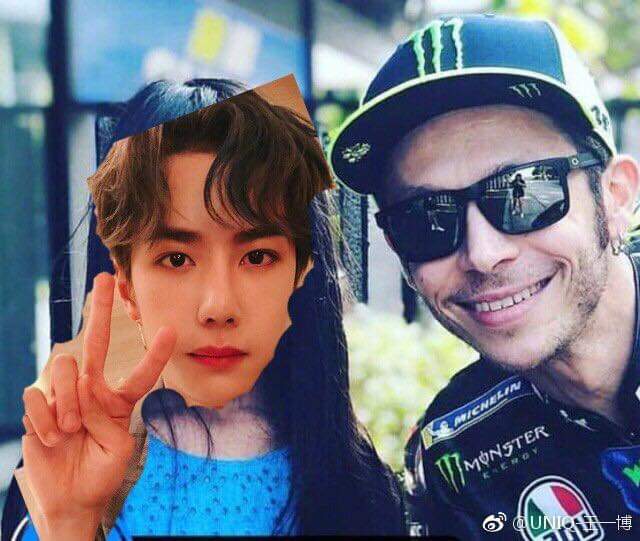 There was a phone case given to him by a fan(his name+Rossi racing number) he said he really like it, everyone can see he used it for a year, if he remove it then he will use it again anyway.Yibo loves Rossi so much that he photoshopped his face to be with Rossi hahaha #WangYibo