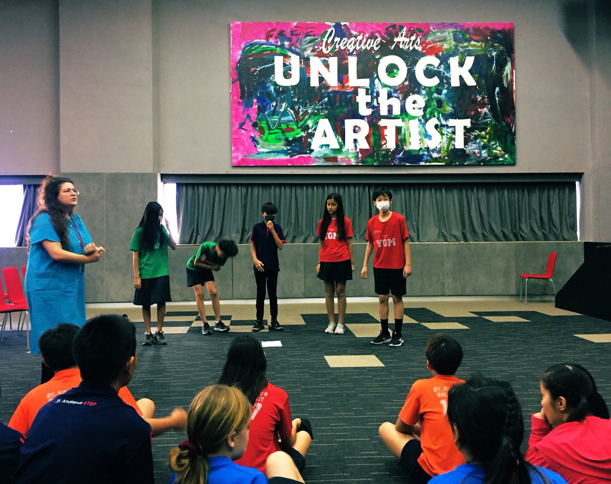 S107Drama's tweet photo. Day 5 of @LPATheatre Residency @StAndrews_107! Year 8 learning about the Laban efforts and applying these to the set text. This picture captures exactly what we are about! Helping our students to unlock the artist by working with professional artists. #TeamS107 @CognitaSchools https://t.co/fYqTDrVozf