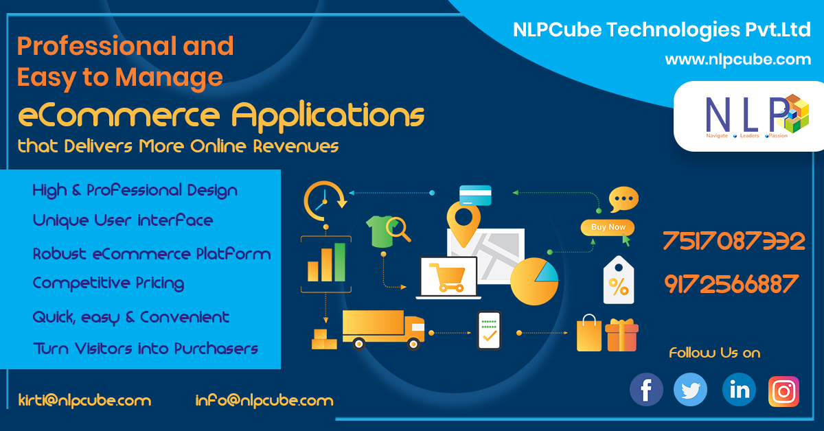 cube_nlp's tweet image. #NLP Cube Technology #The applications of E-commerce are used in various business areas such as retail and wholesale and manufacturing. The most common #E-commerce applications are as follows: Online marketing and purchasing.
#contact On: 9172566887, 7517087332.