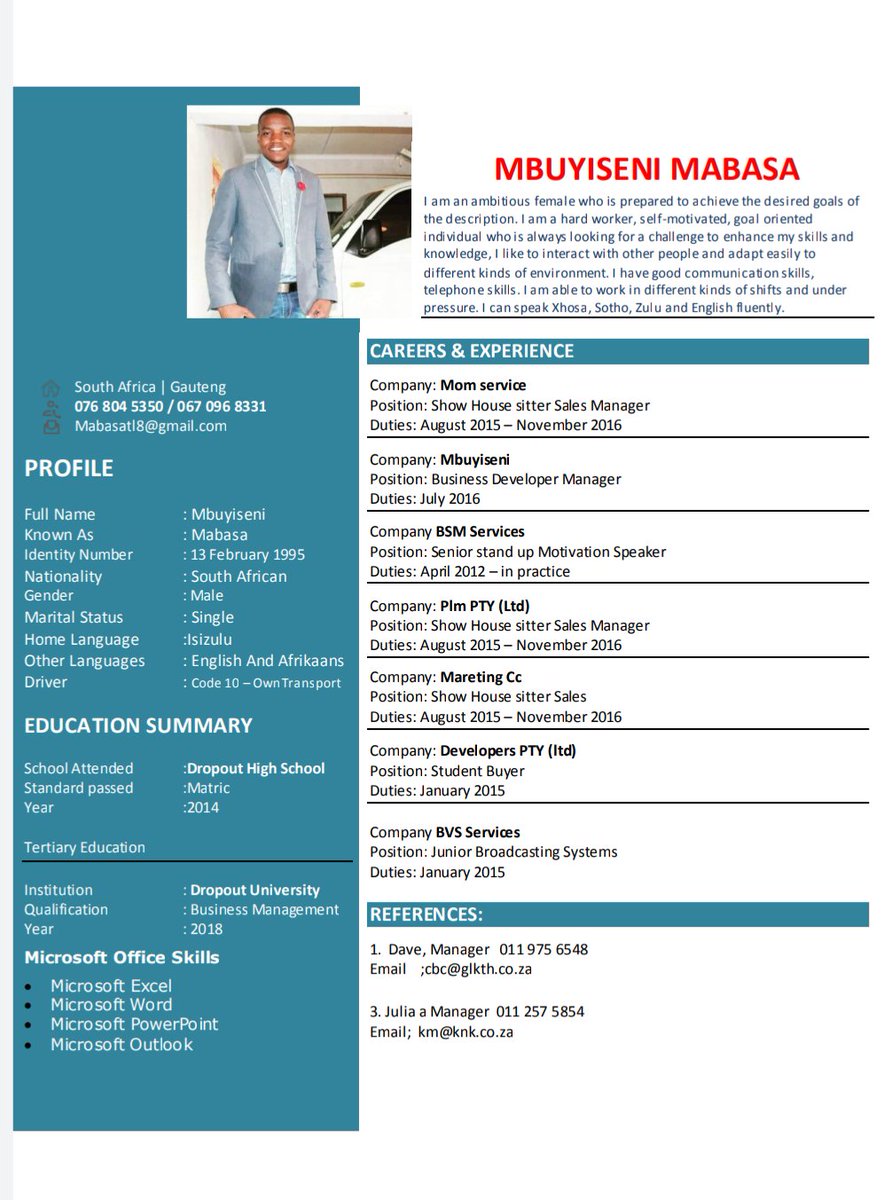 Moshikashika Makgeresa On Twitter Anyone Who Wants To A Cv Like That Download An App Called Intelligent Cv Free