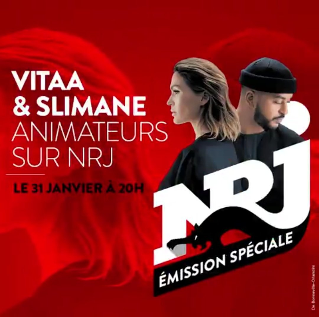🚨Emission spéciale NRJ 🚨
<a href="/VITAA/">V I T A A</a> &amp; <a href="/Slimaneoff/">Slimane</a> SONT TELLEMENT PARTOUT QU’ILS ONT MÊME LEUR ÉMISSION SUR #NRJ… 🔥
Vitaa &amp; Slimane prennent l'antenne de NRJ ! 
RDV ce soir à 20h 😱🎙️
Ca va être la folie 😜 
#VitaaSlimaneSurNRJ