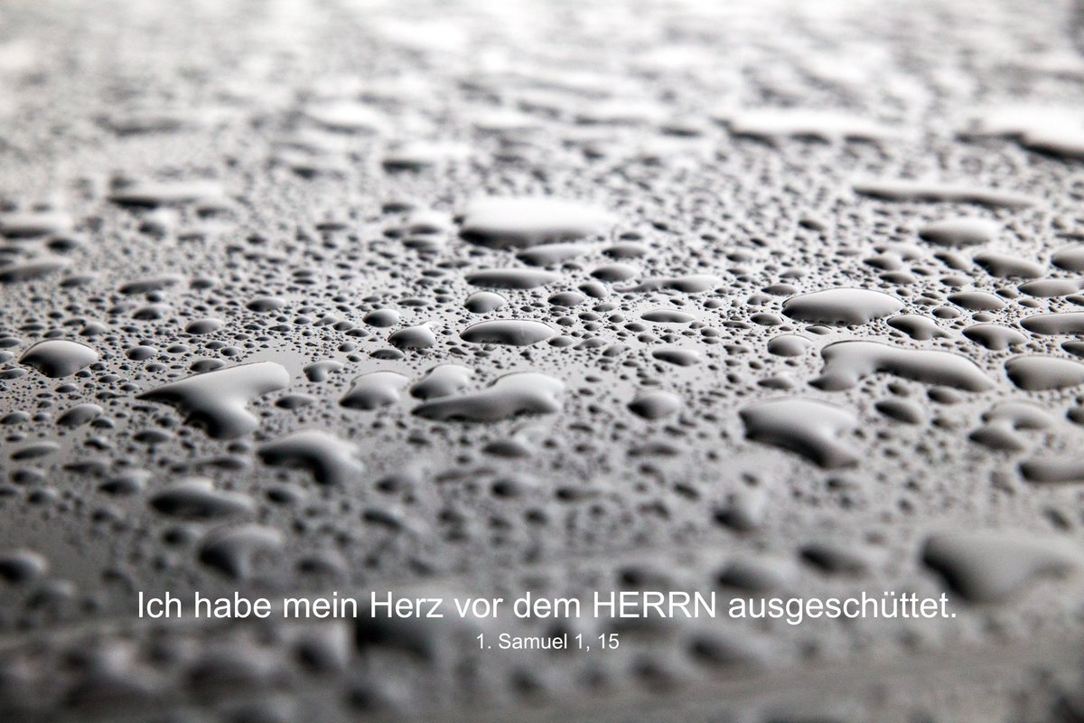 Regentropfen auf dunklem Autodach. Dazu die Tageslosung: Ich habe mein Herz vor dem HERRN ausgeschüttet.

1. Samuel 1,15