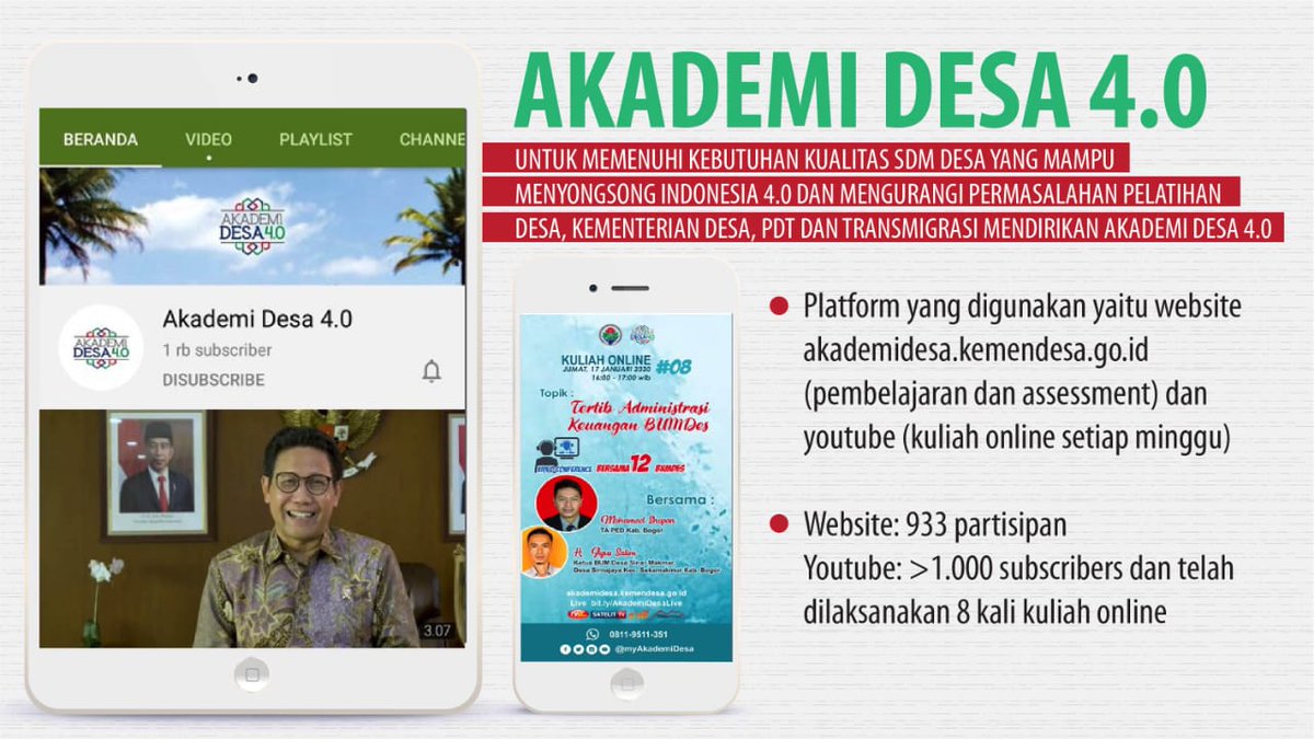 Idrus____'s tweet photo. #100HariKerjaMenteriDesa Kemendesa PDTT mendirikan Akademi Desa 4.0 dlm rangka mempersiapkan  SDM Unggul Perdesaan menyongsong Indonesia 4.0...
@jokowi 
@halimiskandarnu 
@anwsanusi 
@imansyukri 
@taufikmadjid71 
@fachrilabalado
@kpw3_kalsel https://t.co/pLQK4Gbj6x