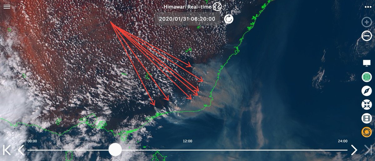WildlandFirefig's tweet image. #AustraliaBushfires #PyroCb Estoy casi seguro de que todas esas zonas que señalo han formado pirocúmulos. Hoy es uno de los peores días que recuerdo al respecto en meses.