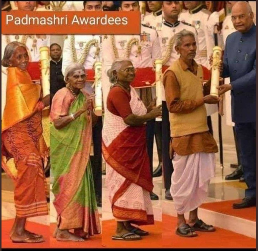 SonuPat80209572's tweet photo. No cosmetics, No jewelery, no shoes they achieved it through their hard work, dedication and determination.
That's we call Hindustan ๐
#PadmaShri #trueindian #Indian #padmashree #padmaawards #padmaawards2020 #ProudMo #NarendraModi #ramnathkovind https://t.co/TzXd7hnlfK