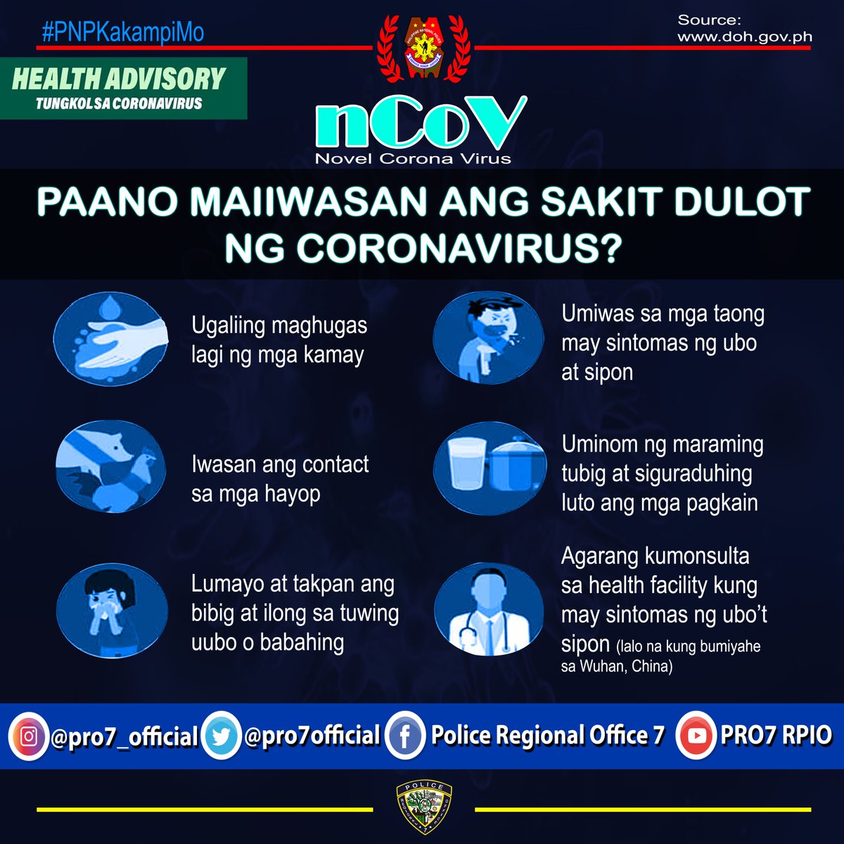 pro7official's tweet photo. Health Advisory!!!
#DOH
#PNPKakampiMo
#PNP
#TEAMPRO7
#ToServeandProtect
#LetsVALDoIT
#PRO7RD
#PRO7PIO
#ChiefPNPGamboa
#PATROLPLAN2030 https://t.co/mWyU33YbLt