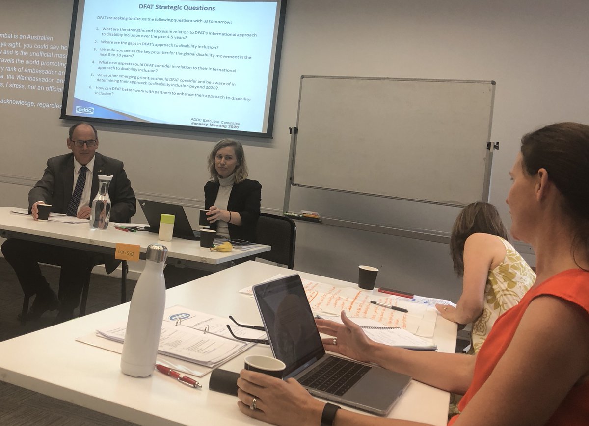 Photo of ADDC Executive Committee members with Department of Foreign Affairs & Trade representatives.