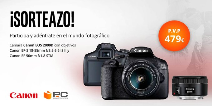 💥SORTEACO💥

📸 ¡GANA esta alucinante cámara CANON EOS 2000D con dos objetivos de free!

1⃣ Dale un buen RT 🔃
2⃣ Confirma tu participación aquí 👉pccom.co/382QCmO

🍀 ¡Muuuucha suerte!