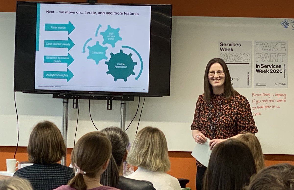 Lesley talking at the front of the room