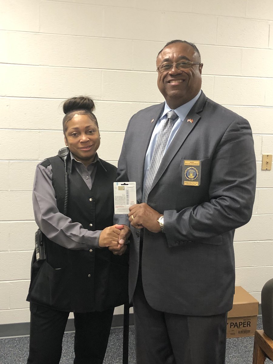 Stephenson_G4's tweet photo. Warden Chapman recognizing Angela Dye and Tiffany Foster as the custody and non-custody employees  of the quarter at MRF https://t.co/8izm92f2e5