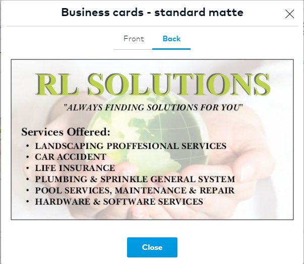 My Business Card is coming 🤗. Be the first to see it. RL SOLUTIONS “ALWAYS FINDING SOLUTIONS FOR YOU”. Call or write to us because we have the solutions for you. Follow us on Facebook. Instagram and Twitter. Good bless you🙏🏻🙏🏻🙏🏻