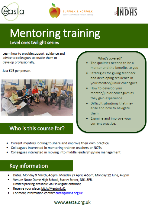 Norfolk_RS's tweet photo. Learn how to provide support, guidance and advice to trainees and colleagues, to enable them to develop professionally - and how to manage difficult conversations - with @EASTA_TSA Mentor Level 1 twilight series:
https://t.co/AqxfG82QcS https://t.co/eebcPeptND